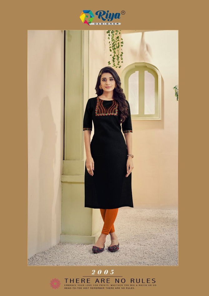 Riya Aarohi 2 New Designer Ethnic Wear Cotton Embroidery Kurti Collection